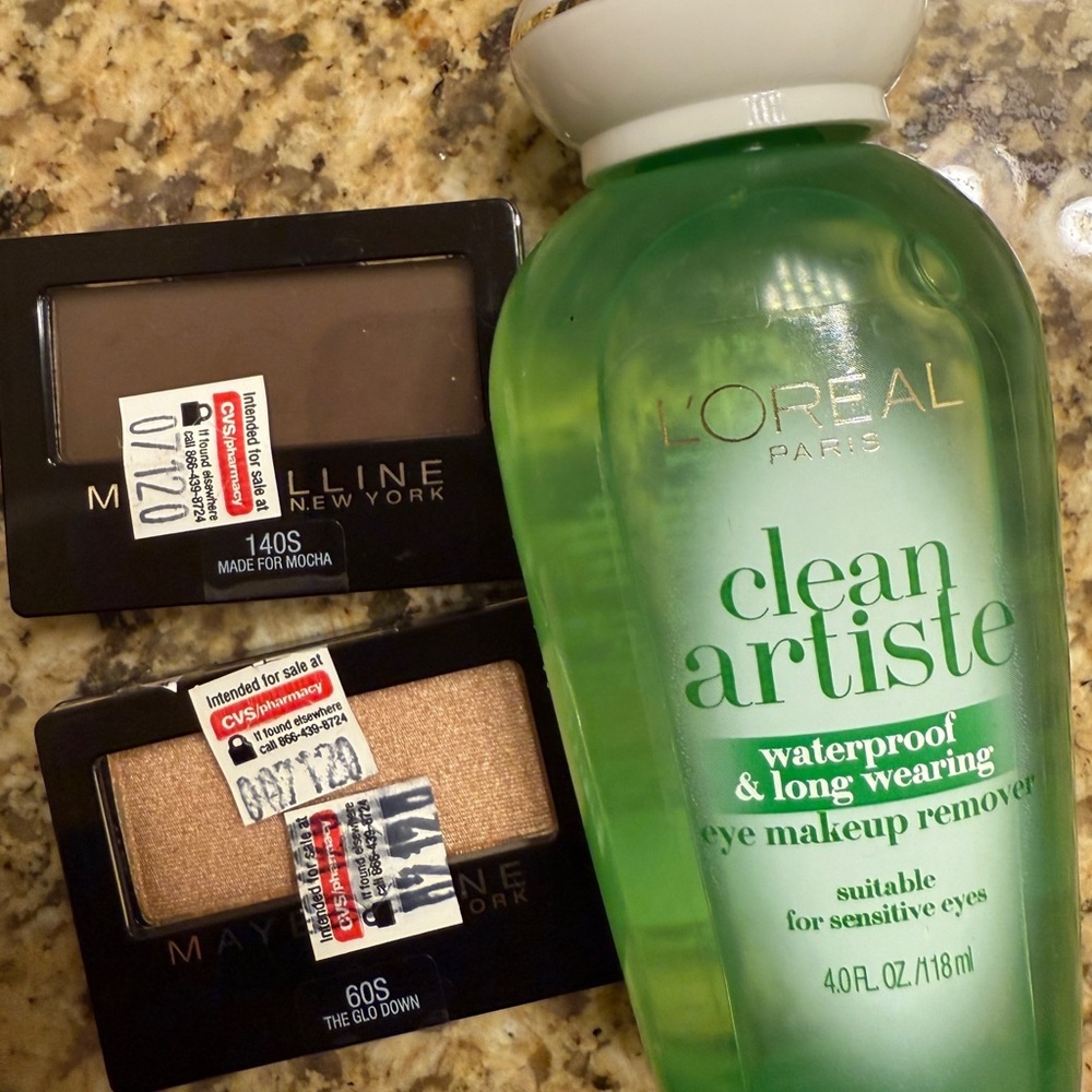 L'Oreal Clean Artiste Eye Makeup Remover and Maybelline Eyeshadow Set